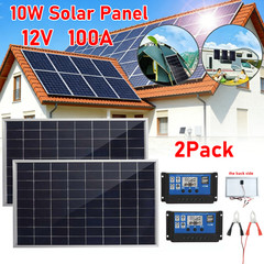 10W Solar Panel 12V Solar Battery Trickle Charger 100A W/ Controller Maintainer