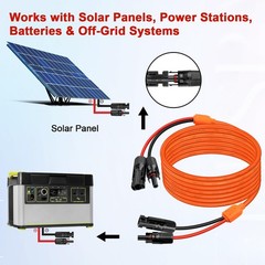 15FT Solar Extension Cable, 14AWG Tinned Copper, Heavy Duty Outdoor Power Cord f