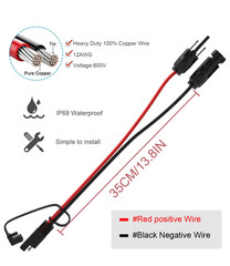BERLAT Solar Extension Cable 10AWG 30Cm with SAE Adapters | SAE Solar Extension