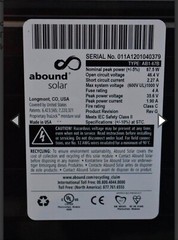 Abound solar| Used solar panel TYPE: AB1 – 67B