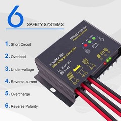 Kit de panel solar de 50 W y 24 V, controlador PWM inteligente e impermeable de