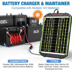 25W 12V Solar Powered Battery Charger Maintainer Smart MPPT Controller