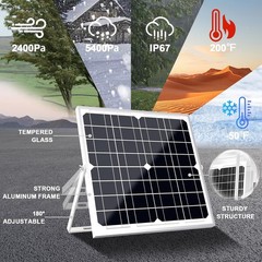 20W 12V Waterproof Solar Panel Kit with Adjustable Mount & Smart MPPT Controller