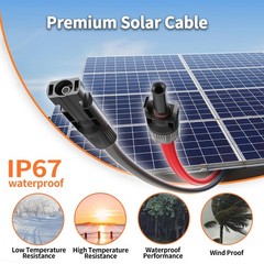 energeaster 10AWG 20 Feet Solar Extension Cable with Pair of Connectors Solar