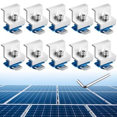 10PCS Solar Panel End Clamps 30/35mm Aluminum Unistrut Mount Kit Roof Silver