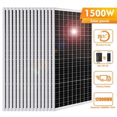 PFCTART 12V 100Watt Solar Panel Mono 1500W PV Power Charger for RV Home Rooftop