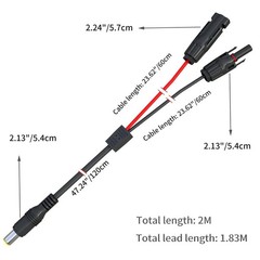Solar Panel Connector to DC 8mm Adapter Extension Cable 16 AWG with DC Adapter