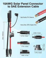20FT 10AWG Solar Panel Connector SAE Adapter Cable with Fuse & Polarity Reverse