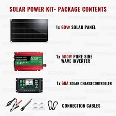 Grennova 500W Off-Grid Solar System 60W Panel 60A MPPT Dual Voltage Inverter