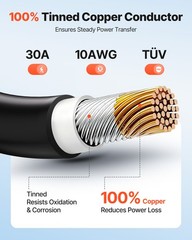 VEVOR Solar Panel Extension Cable 65 ft 10 AWG Solar Panel Wire with Connectors