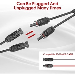 1 Pair 1-2 Y Branch Solar Wiring Connector Solar Cable Combiner Box 12AWG Cable