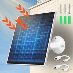5V Solar Panels for Security Ring Camera,Bird Feeder USB C & Micro-USB & DC Port