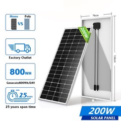 9BB 200W Watt Mono Solar Panel 12V Charging Off-Grid Battery Power Home Camping