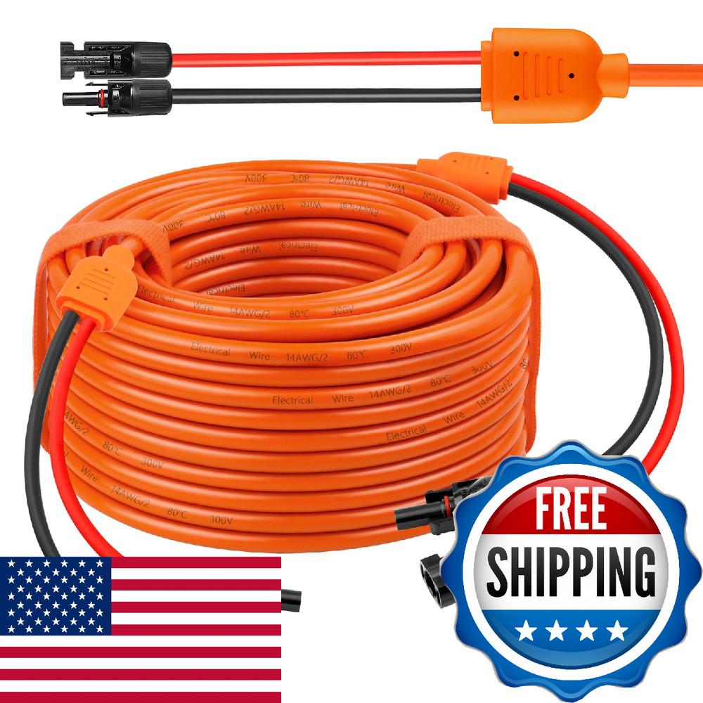 MOOKEERF 75FT Solar Panel Extension Cable 10AWG+14AWG Waterproof Connectors for