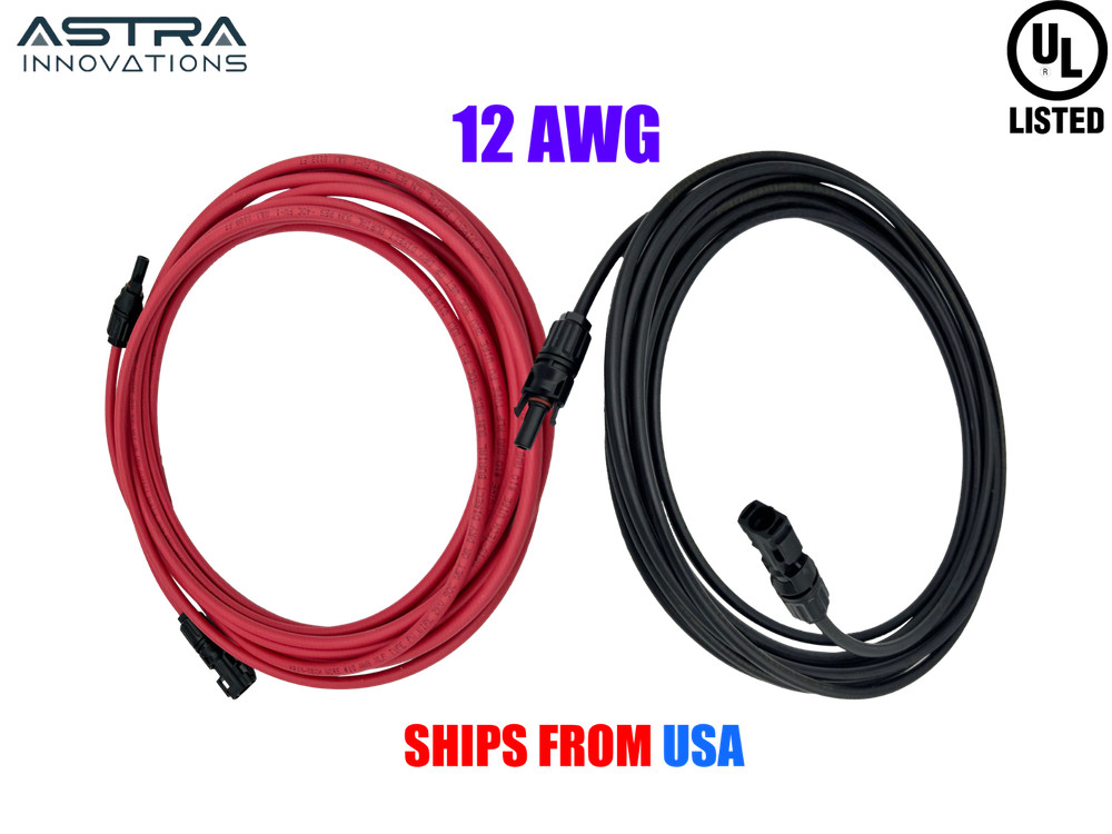 12 AWG Paired Black+Red PC Solar Panel wire PV Connector