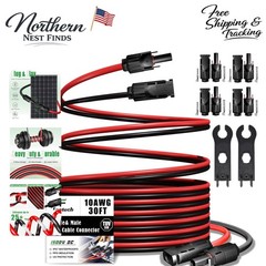 Multi-Use 30FT Solar Extension Cable – 10AWG with Weatherproof Connectors