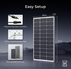 Renogy 2PCS Solar Panels 100 Watt 12 Volt, High-Efficiency Monocrystalline
