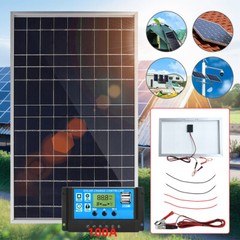 30W Solar Panel +100A Controller w/ Aluminum Frame Cell Photovoltaic Charger