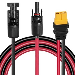 MHPOWOS Black Red 11ft Solar Panel Extension Cable Wire XT60 Solar Connectors