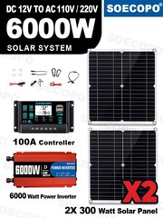 6000W Solar Panel Kit with Battery & Inverter Off Grid for Home RV Camping