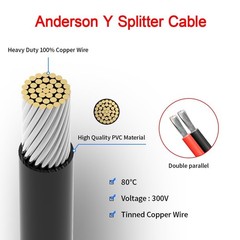 Anderson Y Splitter Cable,12AWG Solar Charging Cable for Solar Generator Power