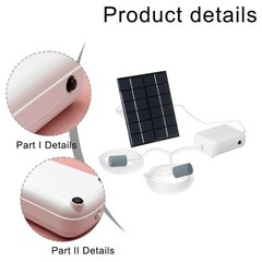 Solar Oxygen Pump for Fish Ponds and Tanks 2W 6V with Air Stones and Tubing