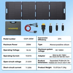 200W Portable Solar Panel ETFE Foldable Solar Charger for Power Station Charging