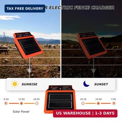 LFGS15 Solar Electric Fence Charger, 24 Hour 5 Miles Solar Charger, Portable 0.1