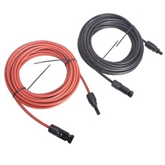 12AWG Solar Panel Extension Cable Wire Connector 1 Pair 30ft Black + Red New