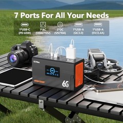 Portable Power Station 135W（270W Peak), Foldable 30W Solar Panel | Gray White