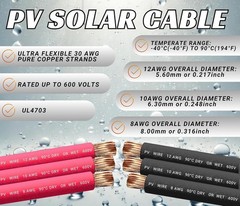 10 Gauge 40A Weatherproof Solar Cable – 20ft Black & Red Pair with MC4 Connec…