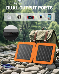 Solar Panels, 10W Small Solar Charger with 5V USB-A and USB-C Fast Charging IPX5