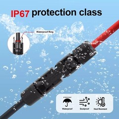 10 AWG Solar Panel Extension Cable PV Wire Solar Connectors Pair Black Red 6mm²