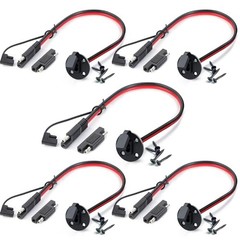 5 PCS – 2 Feet of 2 Pin SAE Socket Sidewall Port 10 AWG 5 pack (2 FT-10 AWG)