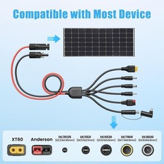 7-in-1 Solar Panel Adapter Kit, 3.6ft 12AWG MC4 to DC 8mm XT60 Anderson Cables,