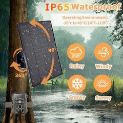 6W Solar Panel Charger for Trail Cameras, 6000mAh Battery, IP65 Waterproof, 5ft
