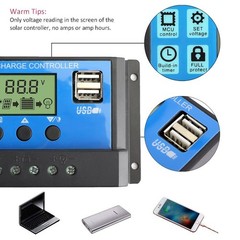 60A Solar Panel Battery Regulator Charge Controller PWM LCD Dual USB 12V24V