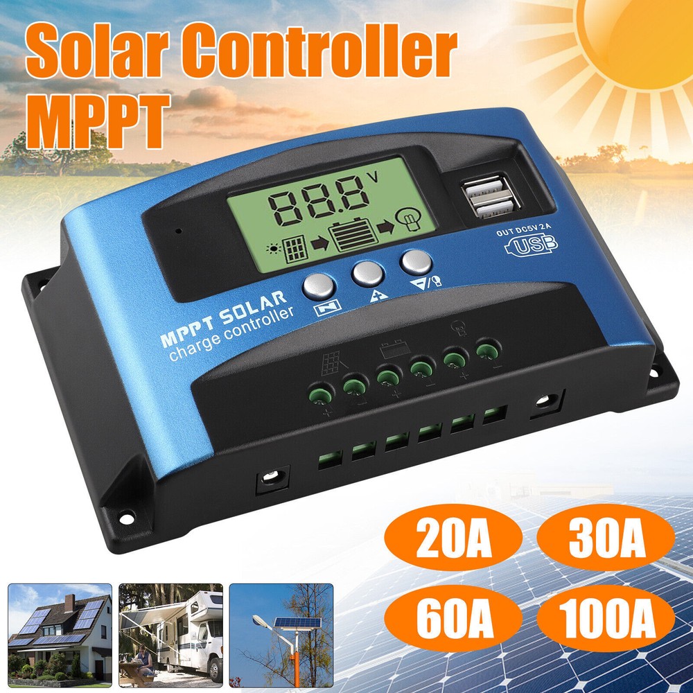 30-100A MPPT Solar Panel Regulator Charge Controller 12/24V Auto Focus Tracking