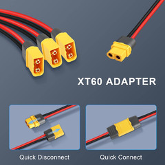 XT60 Splitter Extension Cable 1 Female to 3 Male Connector Adapter,12Awg XT60 Po