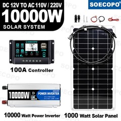 SOECOPO 10000W Peak Solar System Kit Flexible Panel 100A Controller 12V 110/220V