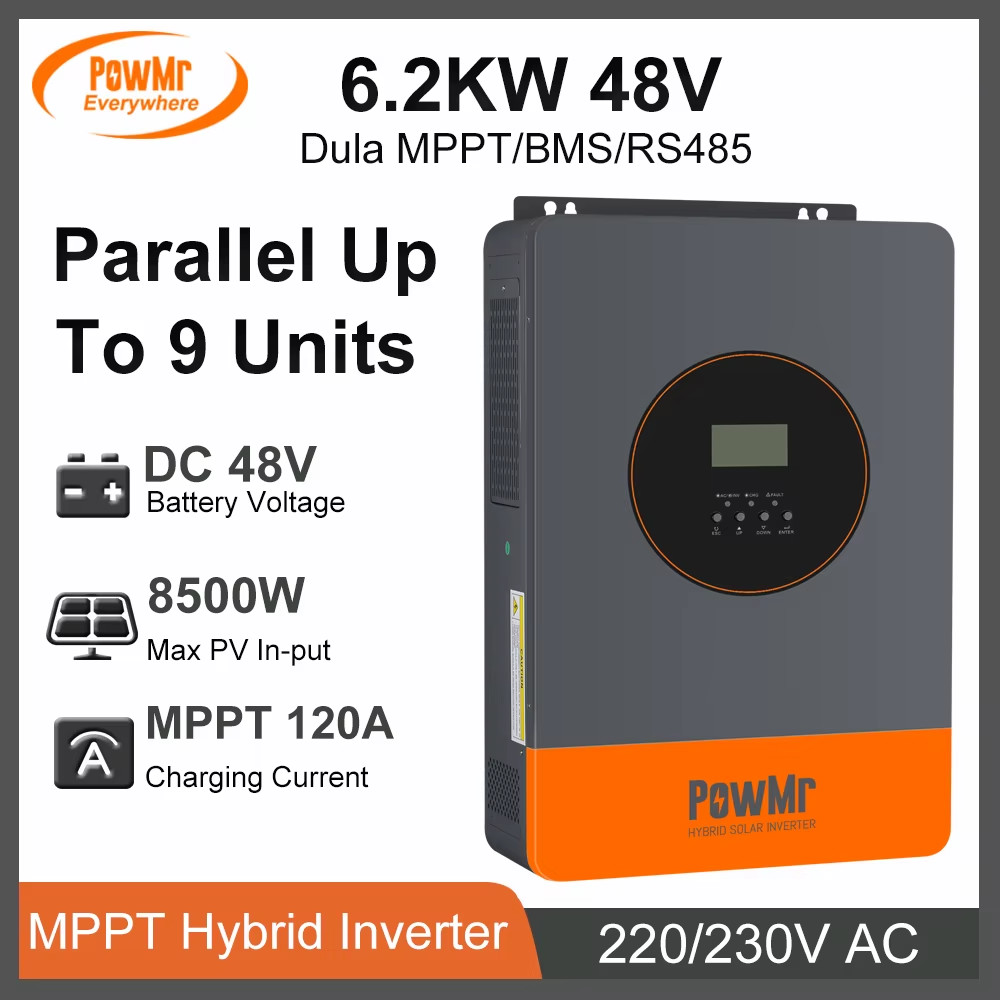 Solar Inverters 6.2KW 11KW 48Vdc Built 120A 150A MPPT Solar Charge Controller 22