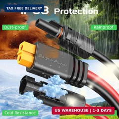 10 Feet Solar to XT60 Extension Cable, 12AWG Solar Panel Connector to XT60 Charg