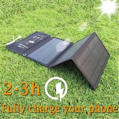 Folding Solar Panel 5V 21W Fast Dual USB Charge Power Bank For Cell Mobile Phone