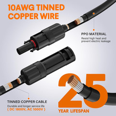 10AWG Solar Extension Cable 100 Ft, Solar Pannel Cable Tinned Copper Wire, with