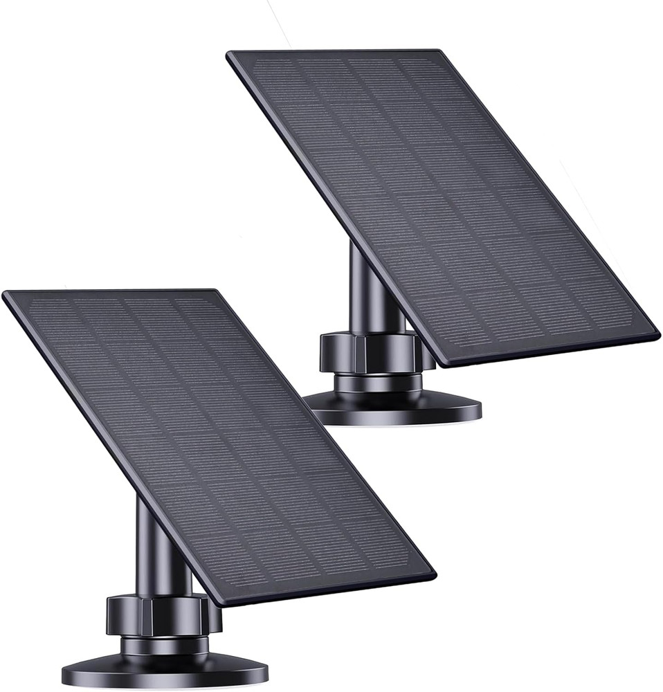 Zivif Solar Panel for Security Camera, 2W Solar Charger with Micro USB & USB-C P