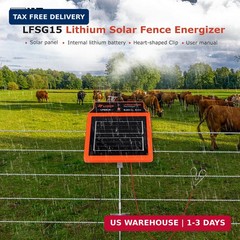 LFGS15 Solar Electric Fence Charger, 24 Hour 5 Miles Solar Charger, Portable 0.1