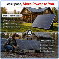 MESSi SOLAR 2 x 450W = 900W Solar Panels, Bifacial, N-Type, Mono | Plug-n-Play
