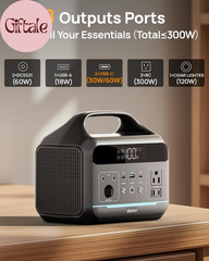 Portable Power Station 300W, 192Wh Large Power Bank with 110V AC Outlet, Lifepo4