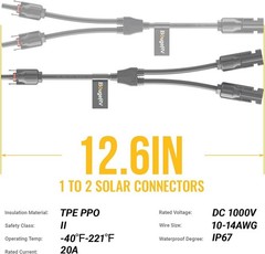 High-Efficiency Y Branch Solar Connectors – 20A Waterproof 1 Male to 2 Female