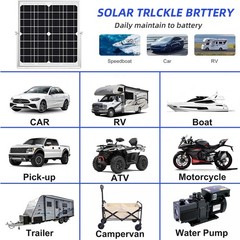30W Solar Panel Kit Solar Battery Trickle Charger Maintainer With Mount Bracket